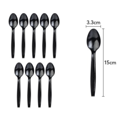 Set 10 Linguri de Unica Folosinta, Flippy, Plastic,  15x3.3 cm, negru