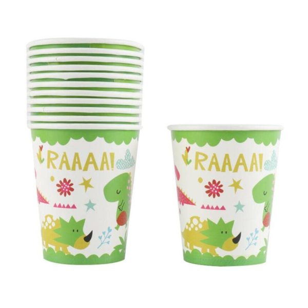 Set 10 Pahare Petrecere, Flippy, Colectia Dino Park, 8.5 x 7 x 5 cm, din Carton, Multicolor