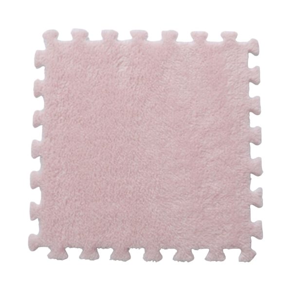 Set 10 Piese Covor tip Puzzle, Flippy, Spuma EVA, Pufos, 30 x 30 x 1 cm, Roz Pudrat