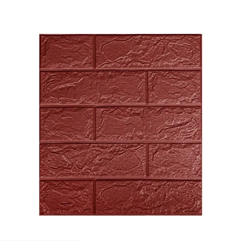 Set 10 Placi Tapet 3D, Flippy, 35 x 38 cm, Grosime 3 mm, din Polietilena, Model Caramida, Suprafata acoperita 1.33 mp, Maro