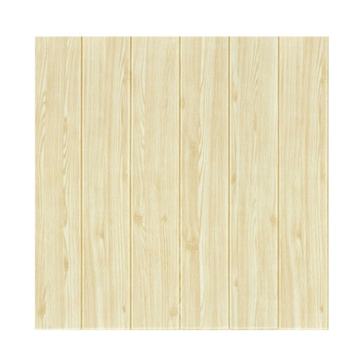 Set 10 Placi Tapet 3D, Flippy, 70 x 70 cm, Grosime 3 mm, din Rasina, Tip Placi de Lemn, Suprafata Acoperita 4.9 mp, Crem