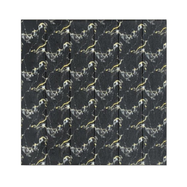 Set 10 Placi Tapet 3D, Flippy, 70 x 70 cm, Grosime 3 mm, din Rasina, Tip Placi de Lemn, Suprafata Acoperita 4.9 mp, Negru
