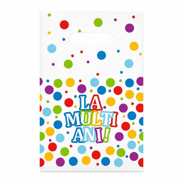 Set 10 Pungi de Cadou, Flippy, Colectia LA MULTI ANI, 16.5 x 25 cm, din Plastic, Multicolor