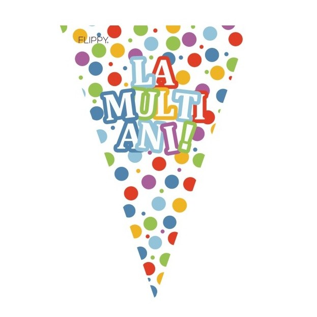 Set 10 Stegulete Tip Banner, Flippy, Colectia LA MULTI ANI , 270 cm Lungime, din Hartie Cretata, Multicolor
