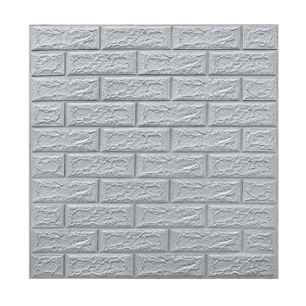 Set 10 Placi de Tapet, Flippy, Autoadezive, 70 x 77 cm, 3.5 mm Grosime, Suprafata Acoperita 5.3 mp, din PVC, Model Caramida, Gri