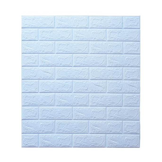 Set 10 Placi de Tapet, Flippy, Autoadezive, 70 x 77 cm, 3.5 mm Grosime, Suprafata Acoperita 5.3 mp, din PVC, Model Caramida, Albastru Deschis