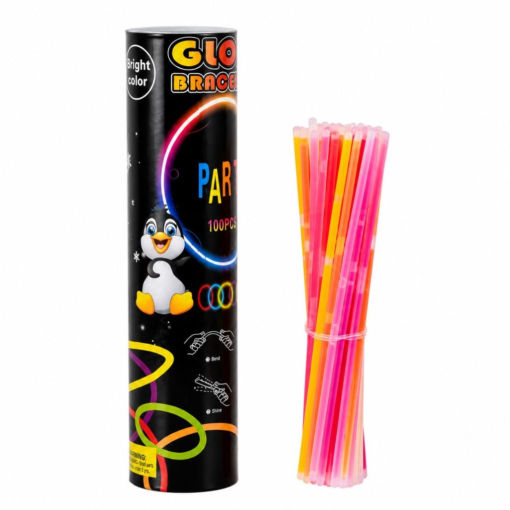 Set 100 Bratari Luminoase, Flippy, pentru Petreceri, Fosforescente, Glow Sticks, 20 cm, Multicolor