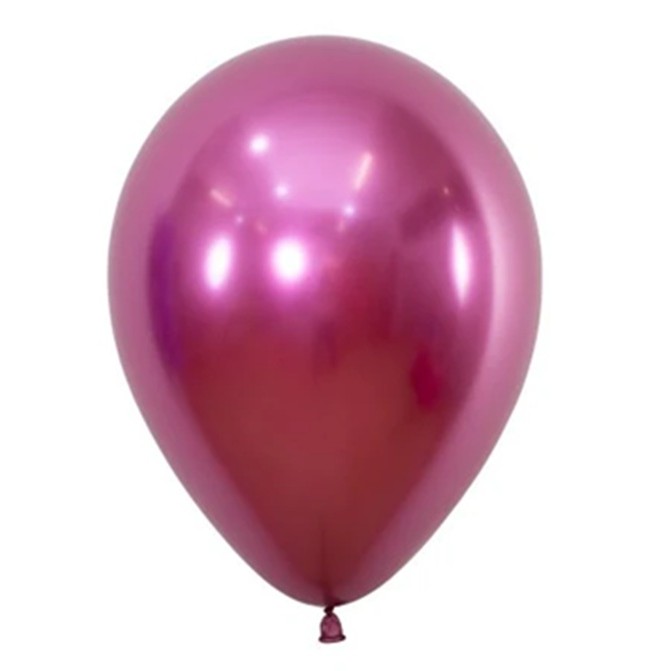 Set 12 Baloane, Flippy, din Latex Chrome, 13 cm, Fucsia