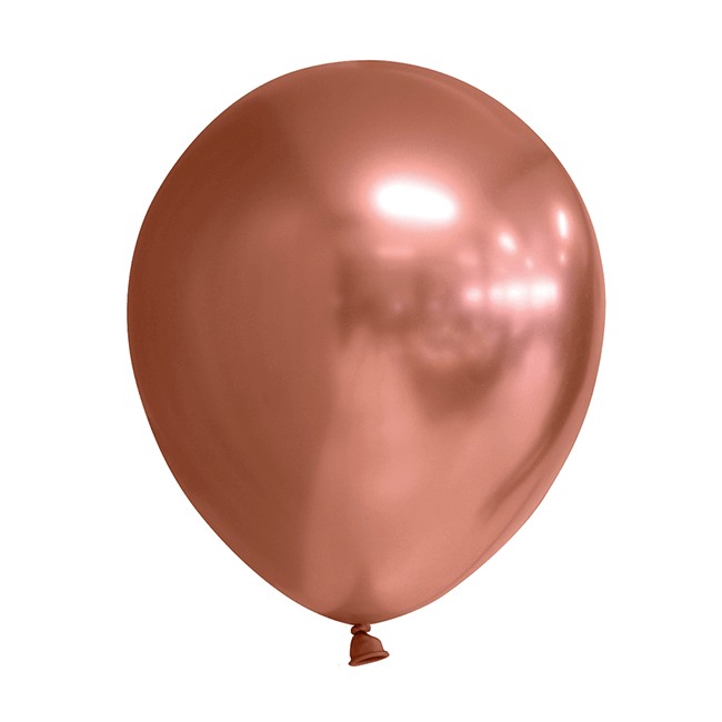 Set 12 Baloane, Flippy, din Latex Chrome, 25 cm, Roz-Auriu