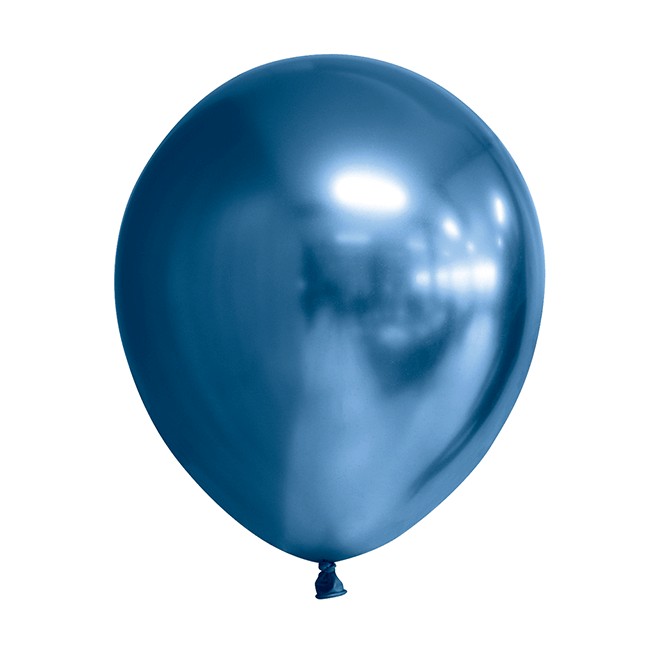 Set 12 Baloane, Flippy, din Latex Chrome, 30 cm, Albastru Inchis