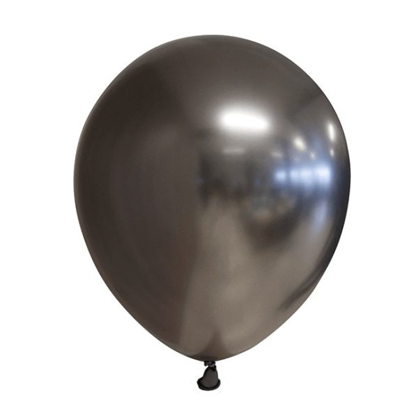 Set 12 Baloane, Flippy, din Latex Chrome, 30 cm, Negru
