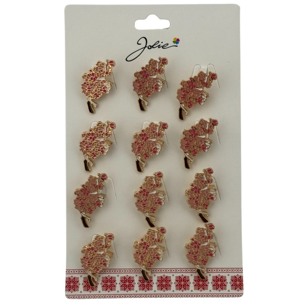 Set 12 Brose Martisor Primavara, Jolie, Model Buchet de Flori Roz