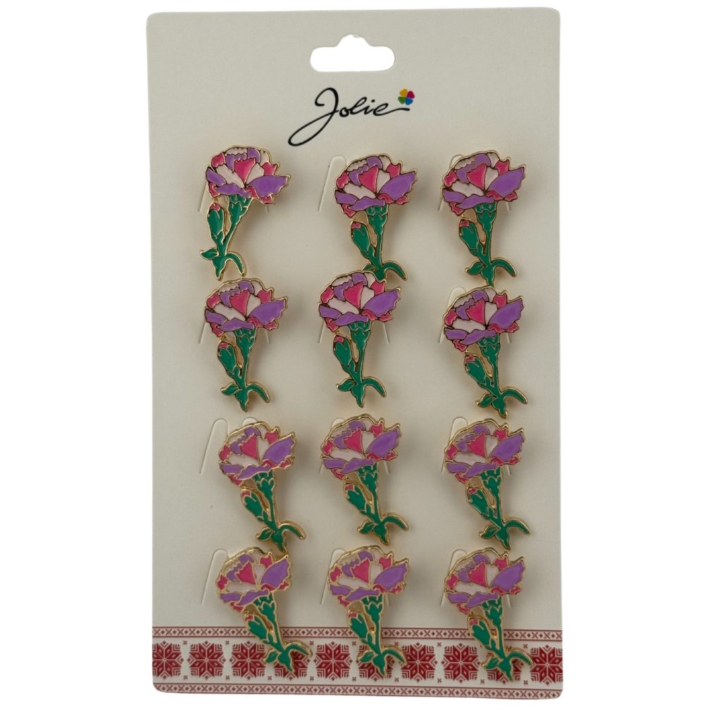 Set 12 Brose Martisor Primavara, Jolie, Model Garoafe Roz