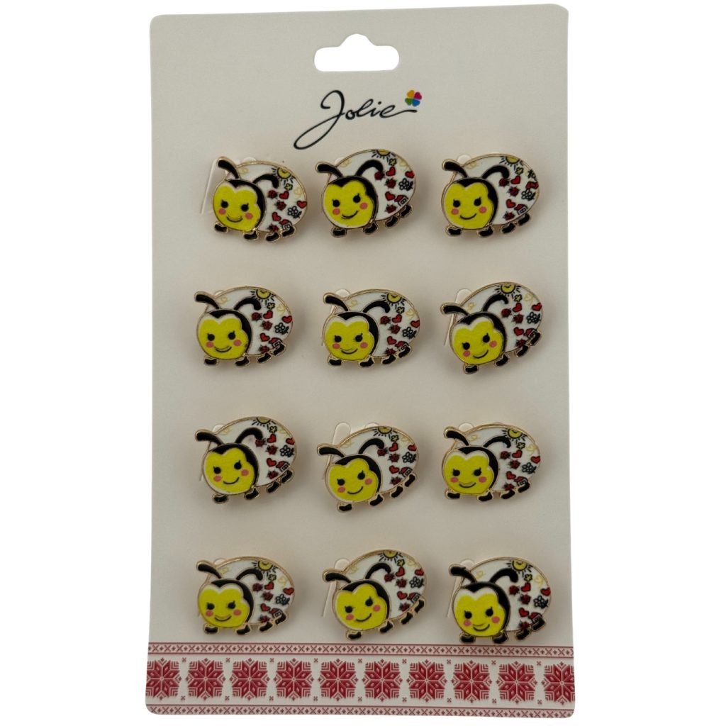 Set 12 Brose Martisor pentru Copii, Jolie, Model Buburuza, Galbena