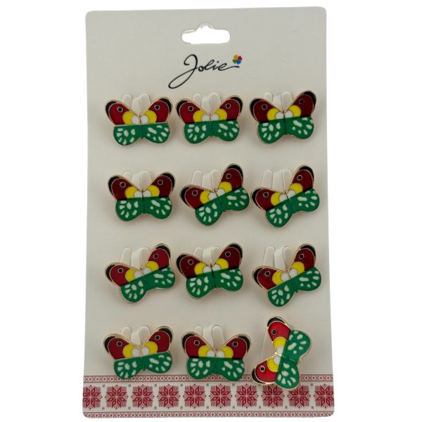 Set 12 Brose Martisor pentru Copii, Jolie, Model Fluture, Multicolor