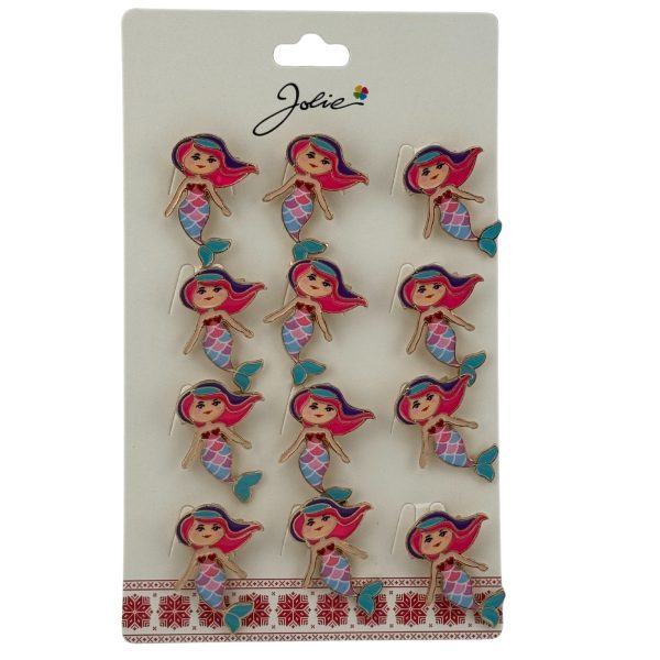 Set 12 Brose Martisor pentru Copii, Jolie, Model Sirena, Multicolor