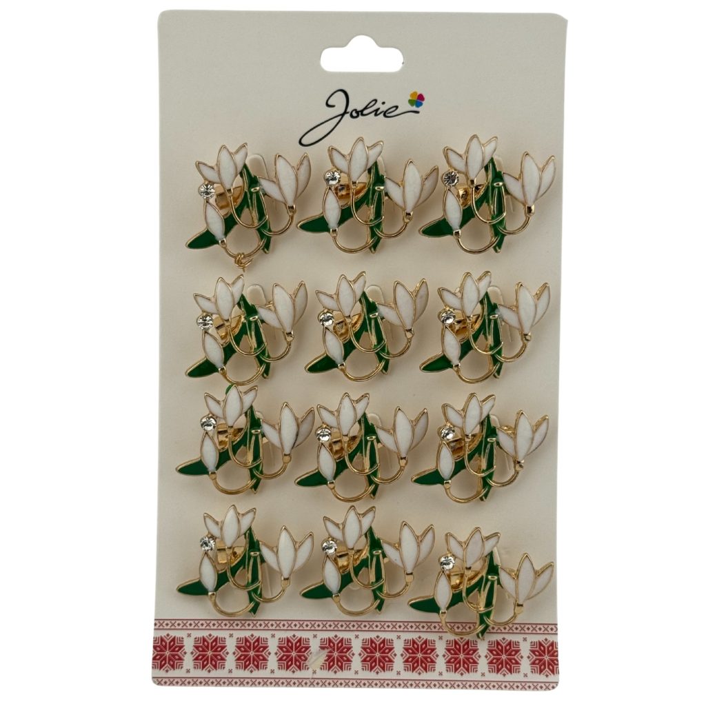 Set 12 Brose Martisor Primavara, Jolie, Model Buchet Ghiocei cu Piatra