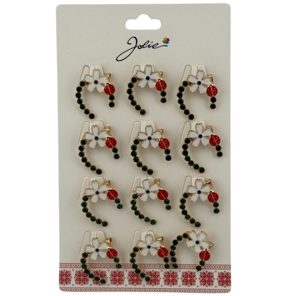 Set 12 Brose Martisor Primavara, Jolie, Model Potcoava cu Floare si Buburuza