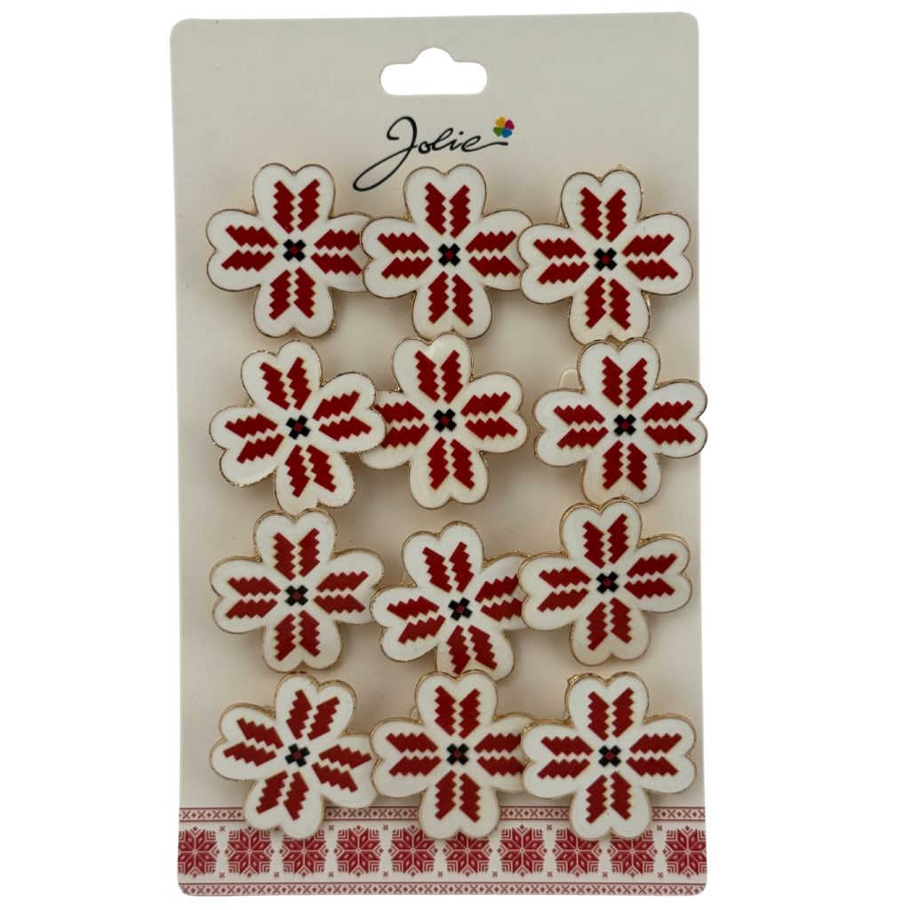 Set 12 Brose Martisor Primavara, Jolie, Model Trifoi cu Motiv Traditional Rosu