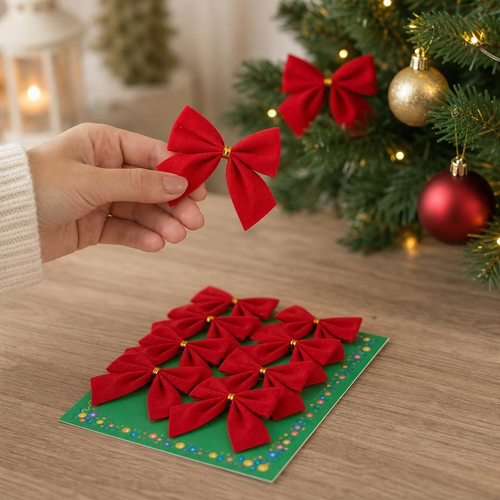 Set 12 fundite pentru brad, Rosii, clasice , 5 x 5 cm, din poliester, Flippy - Image 5