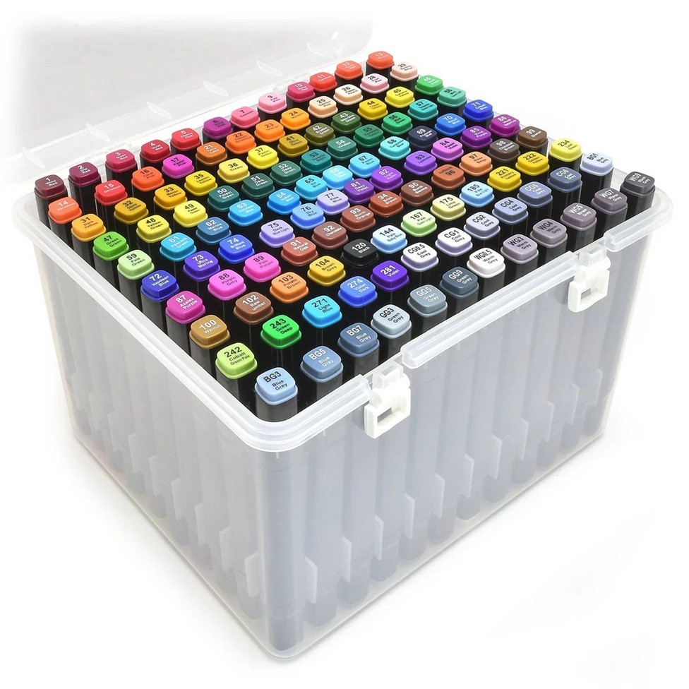 Set 168 Markere, Flippy, cu Alcool Touch Room, Cutie Plastic Inclusa, 2 Varfuri, Multicolor
