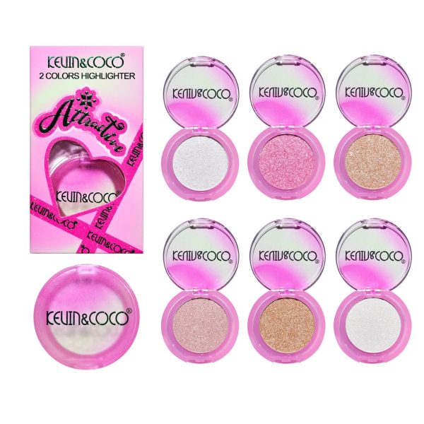 Set Iluminator pentru Față, Kevin&Coco, Attractive Highlighter, 2 Nuanțe, Textură Pudră cu Particule Strălucitoare, Efect Glow, Roz