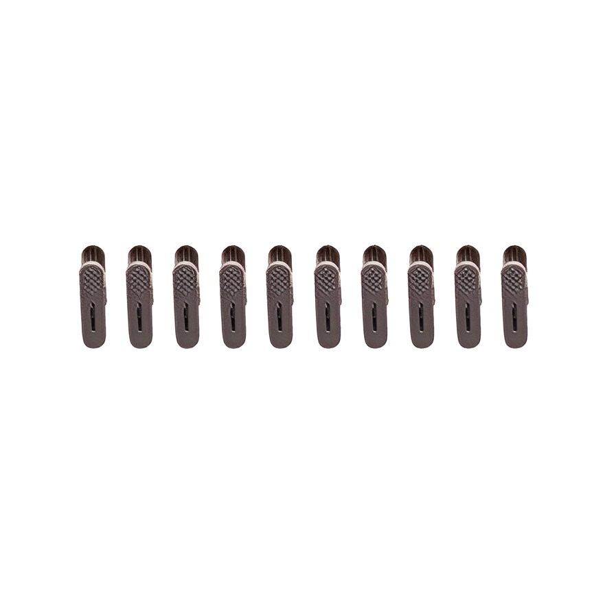 Set 10 de Cleme pentru Haine, Flippy, de Prindere pentru Pantaloni, Atasabile la Umerase, 1.6x2.3x6.35 cm, Maro