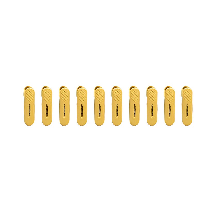 Set 10 de Cleme pentru Haine, Flippy, de Prindere pentru Pantaloni, Atasabile la Umerase, 1.6x2.3x6.35 cm, Galben