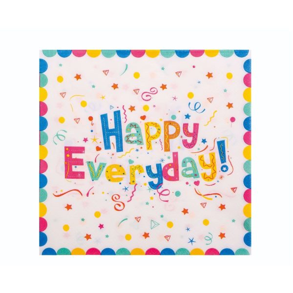 Set 20 de Servetele de Masa, Flippy, Model Happy Everyday, 17 x 17 cm, Multicolor