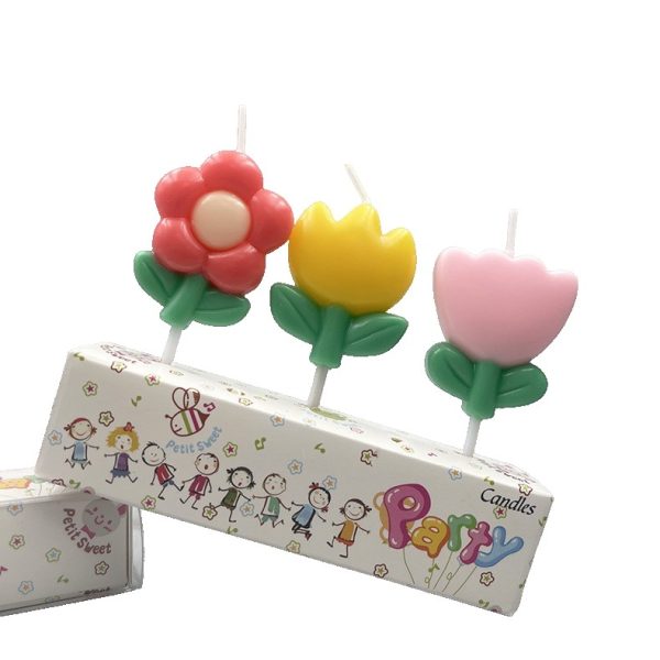 Set 3 Lumanari, Flippy, Tema Flori, Model 3, din Parafina, Multicolor