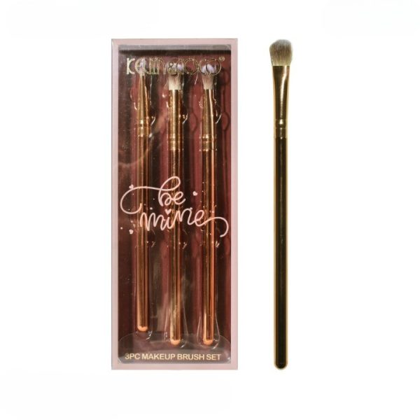 Set 3 Pensule pentru Machiaj Ochi, Kevin&Coco Be Mine Makeup Brush Set, Pentru Aplicarea si Estomparea Fardului de Ochi, Peri Moi pentru Aplicare Uniforma, Ambalaj Elegant Tip Cutie Cadou, Rose Gold