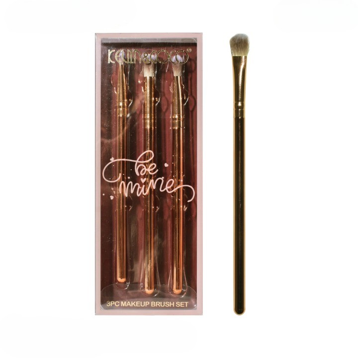 Set 3 Pensule pentru Machiaj Ochi, Kevin&Coco Be Mine Makeup Brush Set, Pentru Aplicarea si Estomparea Fardului de Ochi, Peri Moi pentru Aplicare Uniforma, Ambalaj Elegant Tip Cutie Cadou, Rose Gold
