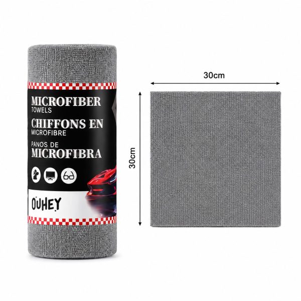 Set 30 Lavete din Microfibra, Flippy, pentru Curatare Auto si Suprafete, Absorbante si Reutilizabile, 30 x 30 cm, Gri