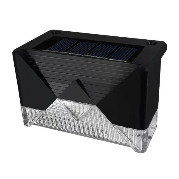 Set 4 Aplice Solare, Flippy, Lumina LED-uri, IP65, din ABS+PC, 8-10 h Iluminare, Baterie 1.2 V 600 mAh, Montare pe Trepte/Borduri, Lumina Alb Cald, 7.9 x 5 cm, Negru