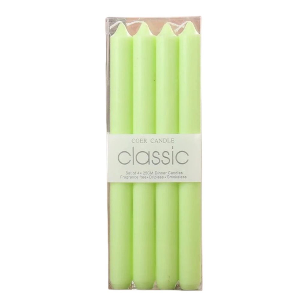 Set 4 Lumanari, Flippy, pentru Suport de Masa, Fara Miros si Fum, din Parafina, 2.2 x 25 cm, Verde