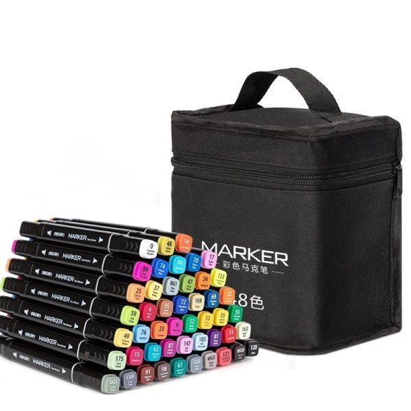 Set 40 Markere, Flippy, pe Baza de Alcool, Dublu Capat, Subtire 1mm si Gros 6 mm, Geanta Depozitare, 15 cm, Multicolor