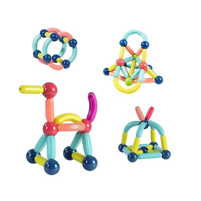 Set 42 de Piese Magnetice de Constructie, Flippy, Puzzle, Forme, 3 Ani, ABS, Magnet, 20x6.5x18 cm, Multicolor