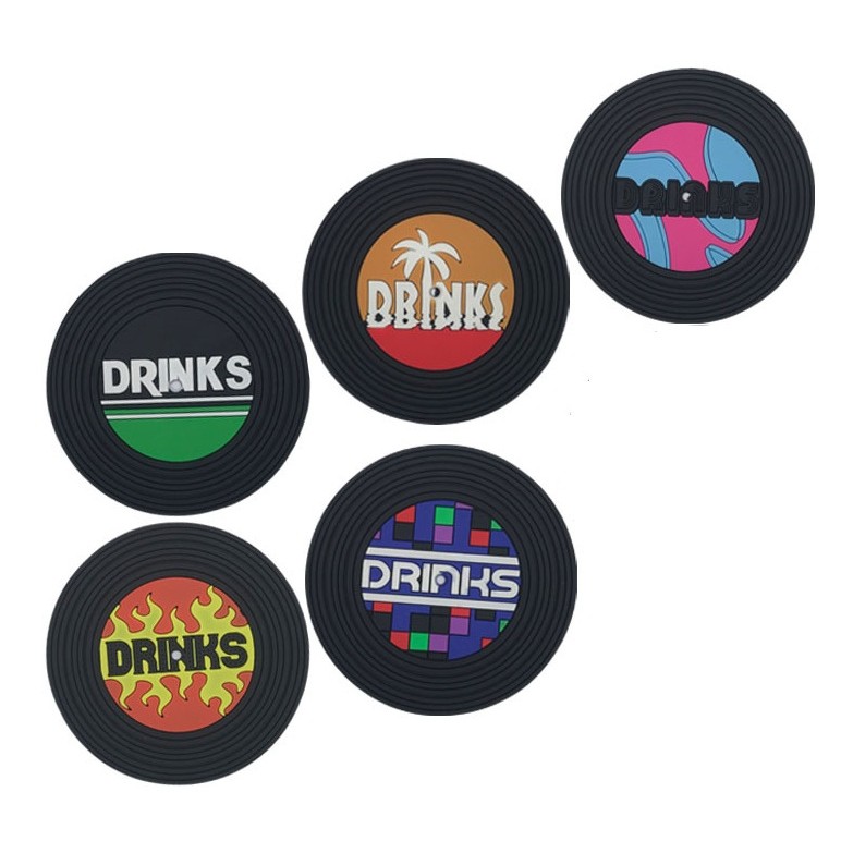 Set 5 Suporturi pentru Pahare, Filppy, din PVC, Diametru 9 cm, Rezistent la Caldura, Multicolor