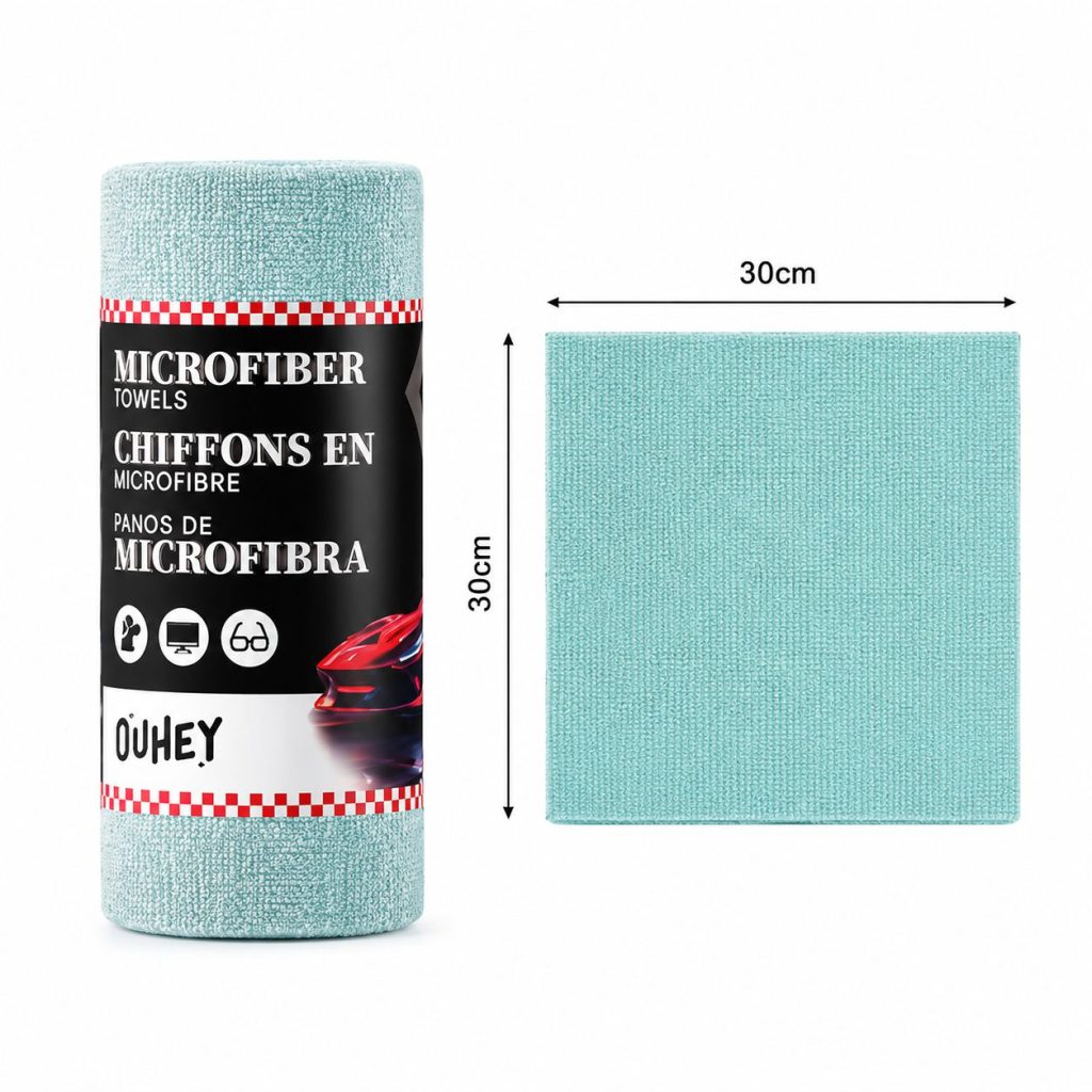 Set 50 Lavete din Microfibra, Flippy, pentru Curatare Auto si Suprafete, Absorbante si Reutilizabile, 30 x 30 cm, Turcoaz