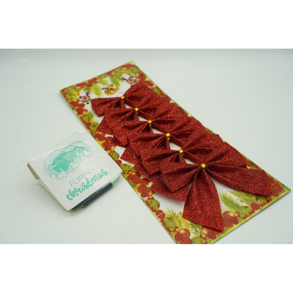 Set 6 fundite pentru brad, Rosii, clasice, cu sclipici, 8 x 9 cm, din poliester, Flippy - Image 2