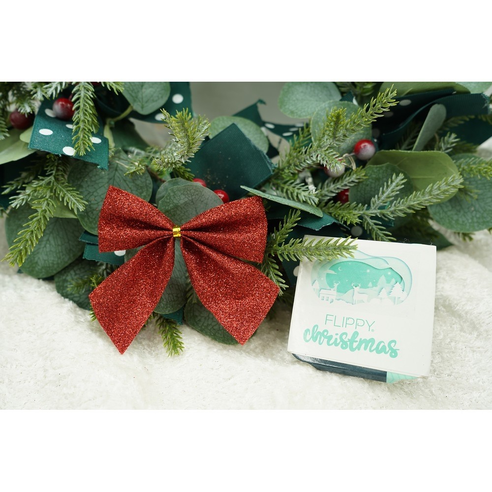 Set 6 fundite pentru brad, Rosii, clasice, cu sclipici, 8 x 9 cm, din poliester, Flippy - Image 4