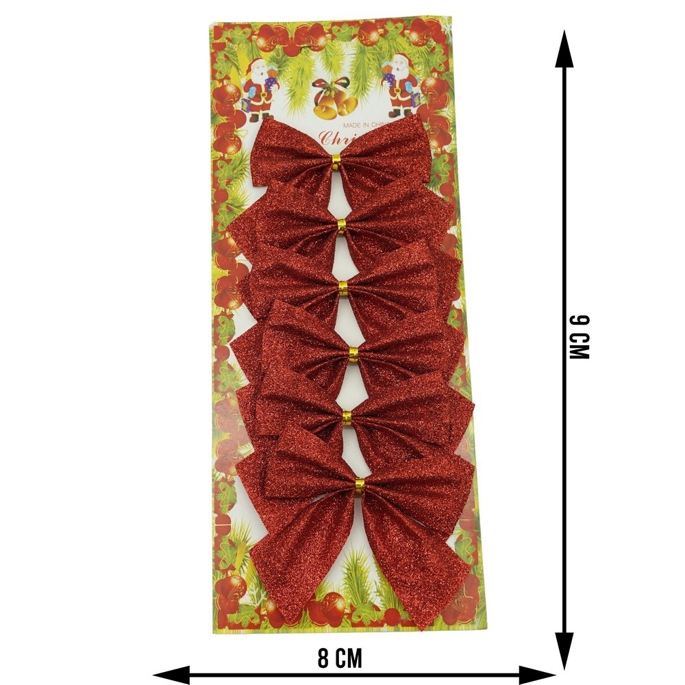 Set 6 fundite pentru brad, Rosii, clasice, cu sclipici, 8 x 9 cm, din poliester, Flippy - Image 6