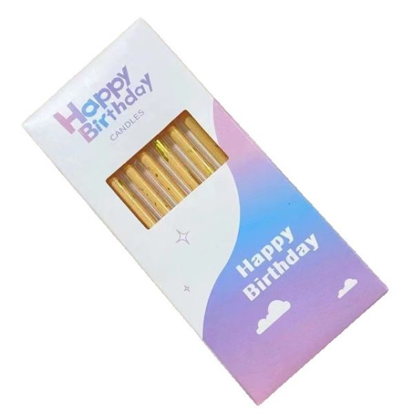 Set 6 Lumanari Lungi, Flippy, din Parafina, 10 x 0.5 cm, Happy Birthday, Bej