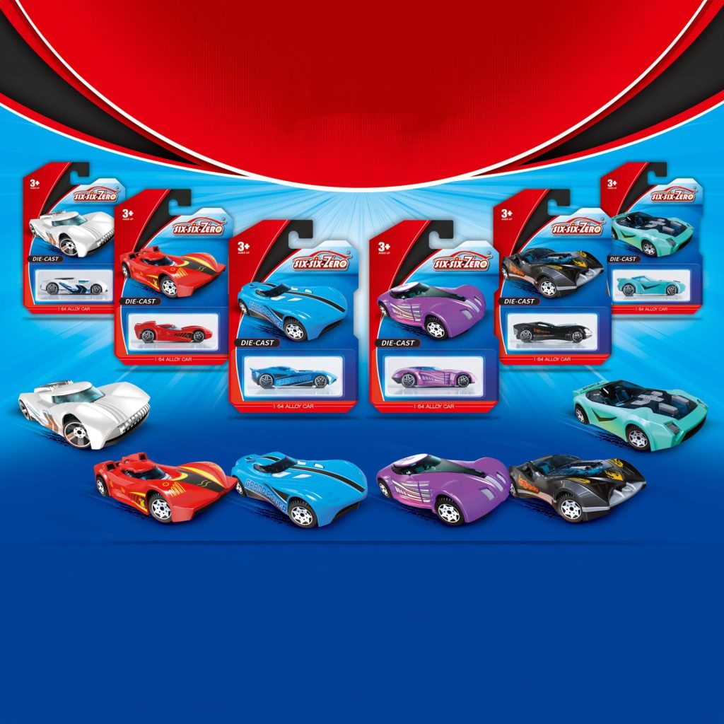 Set 6 Masinute Sport Metalice, Flippy, Tip Alloy Race Cars S50, 1:64, Masinute pentru Copii, Jucarii Metalice, 8 x 3.2 x 2.2 cm per unitate, Mix Colorate