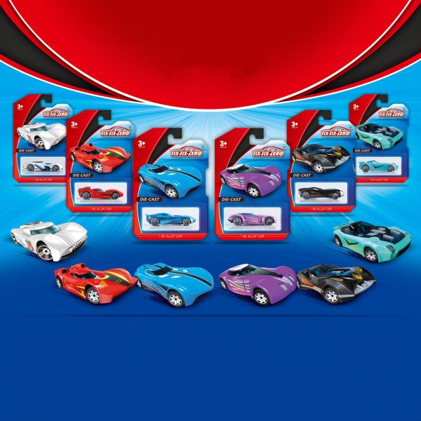 Set 6 Masinute Sport Metalice, Flippy, Tip Alloy Race Cars S50, 1:64, Masinute pentru Copii, Jucarii Metalice, 8 x 3.2 x 2.2 cm per unitate, Mix Colorate