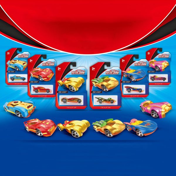 Set 6 Masinute Sport Metalice, Flippy, Tip Alloy Race Cars S51, 1:64, Masinute pentru Copii, Jucarii Metalice, 8 x 3.2 x 2.2 cm per unitate, Mix Colorate