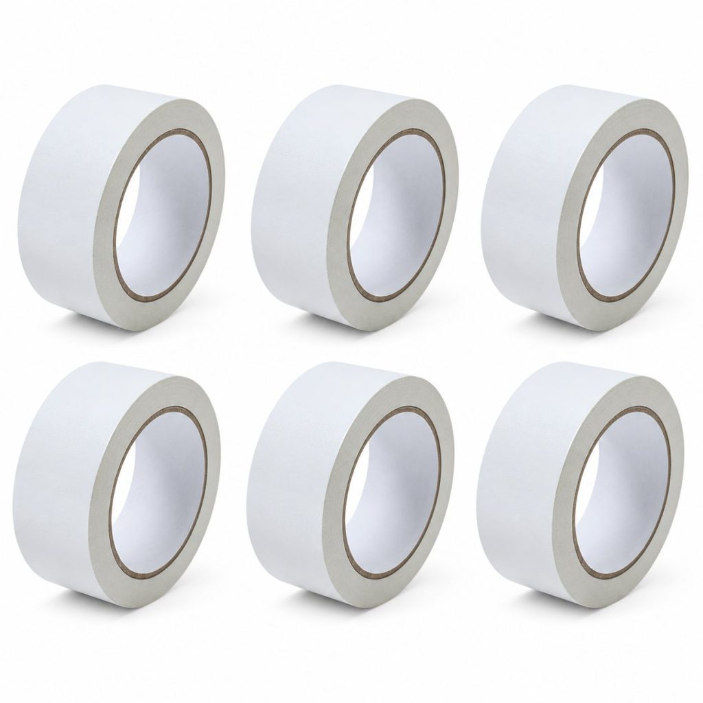 Set 6 Role Banda Adeziva pentru Ambalare si Sigilare Colete, Low Noise, Adeziv Acrilic, Derulare Silentioasa, Aderenta Ridicata, 5 cm x 66 m, Alb