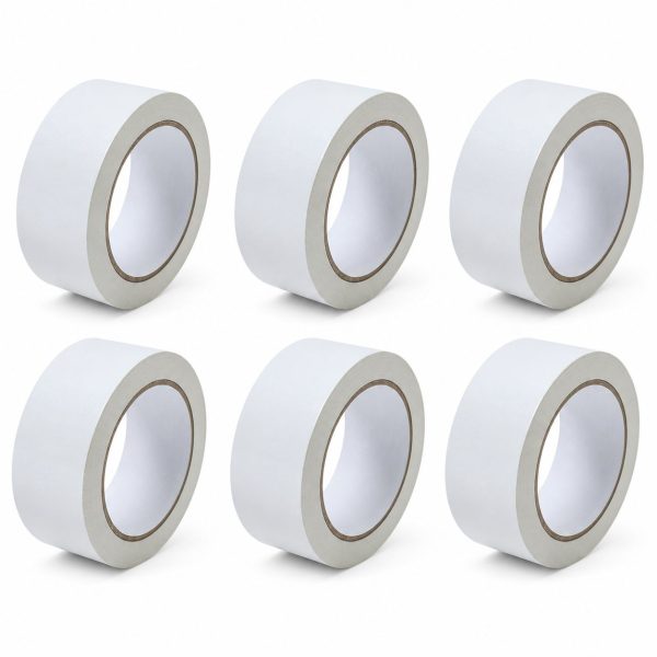 Set 6 Role Banda Adeziva pentru Ambalare si Sigilare Colete, Low Noise, Adeziv Acrilic, Derulare Silentioasa, Aderenta Ridicata, 5 cm x 66 m, Alb