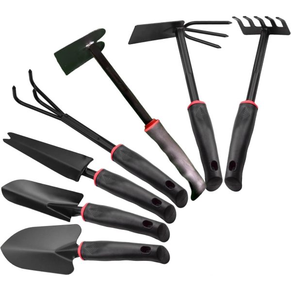 Set 7 Unelte de Gradina Flippy, pentru Plantare Prelucrare Sol si Ingrijire Plante, Material PVC si cardboard, 31.5 x 8 cm, Negru