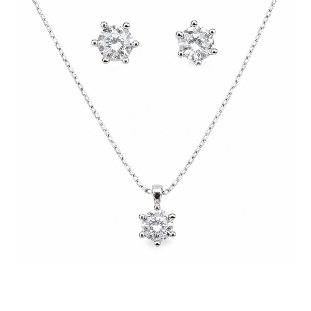 Set Argint 925 Floare Mare (cercei, lantisor, pandantiv), 4 g